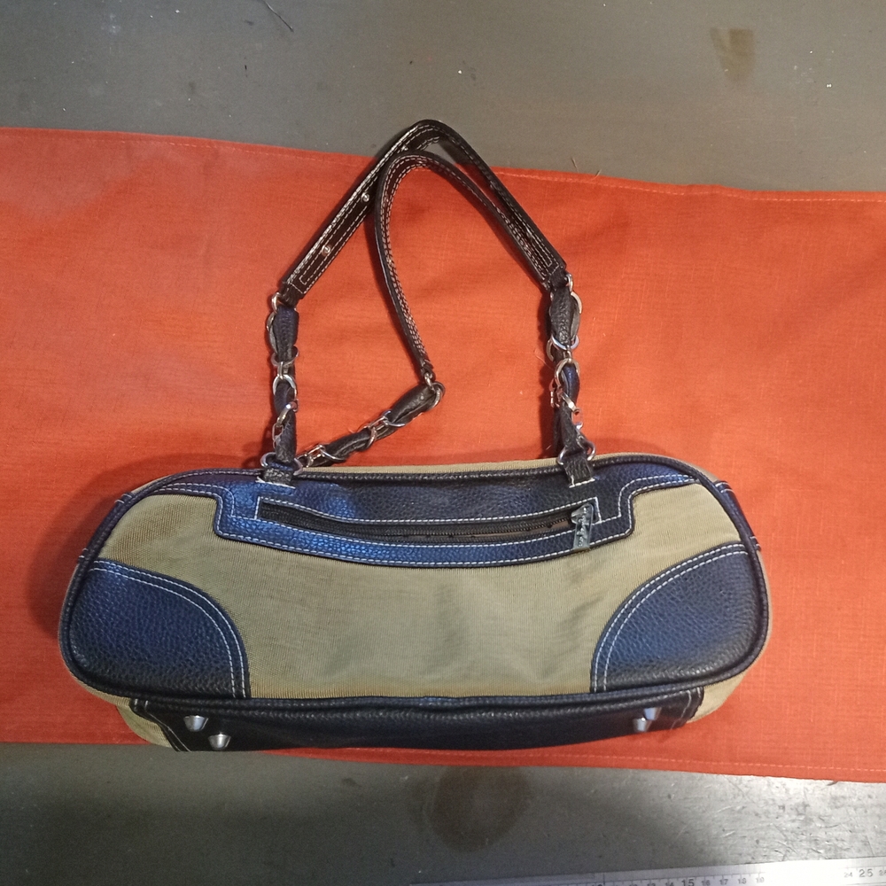 Sydney Love Leather & Canvas Handbag, Black and Tan